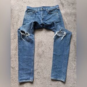 Mens Rag & Bone Designer Denim Jeans “Nick” Size 34x34 Extra Slim Distressed EUC